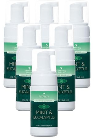 Hand Cleansing Sanitiser Foam, No Alcohol Foaming Hand Sanitizer Dispenser - Mint & Eucalyptus (100ml (Pack of 6))