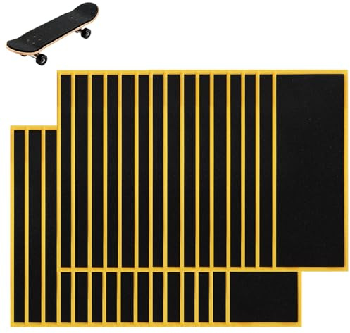 30st PRO Fingerboard Grepptejp, 110x38mm Skum Halkfria Greppremsor för Fingerboard Skateboards Stark Självhäftande Skumtejp för Finger Skateboard Spel och Tricks (Svart)