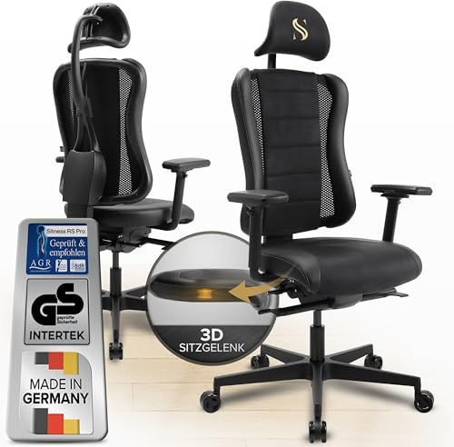 SITURIO Bürostuhl ergonomisch [patentiertes 3D-Sitzgelenk] Schreibtischstuhl 100% individuell einstellbar | Ergonomischer Bürostuhl | Computerstuhl Office Chair | PC Stuhl Drehstuhl 150kg Desk Chair