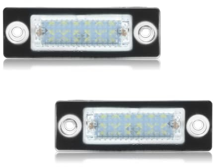 DYNVEX 2 Stücke LED Kennzeichenbeleuchtung für V-W T5 7H 7J Pass-at 3bg 3C B6 Caddy 2K Golf Plus 5M1 1K2 Tour-an 1T1 1T2 1T3, [Can-bus Fehlerfrei] Premium und 18 SMD Nummernschildbeleuchtung