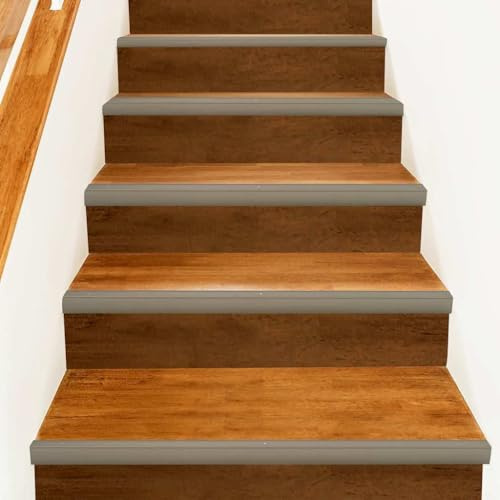 LoogCape 30 perfiles para bordes de escaleras, champán, 67 x 3,5 x 3 cm, de aluminio, para escaleras interiores, escaleras de caracol, barandilla, pasamanos