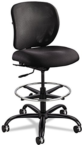 Safco Vue Office Chair, Heavy Duty Stool, 400 lbs Capacity, Ergonomic Mesh Back, 360 Swivel Seat, 5-Star Base, Big and Tall, Black