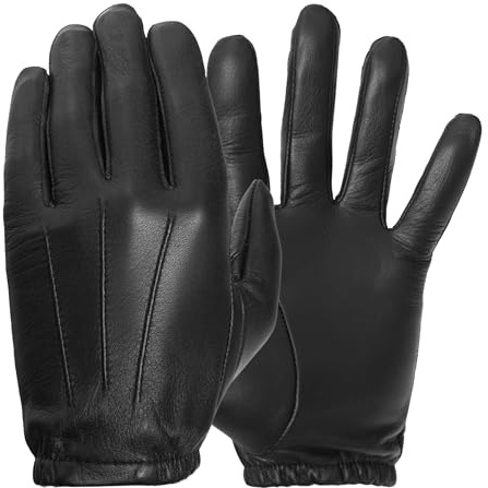 Pratt and Hart Guardia Herren Leder Polizei Handschuhe für Strafverfolgungsbeamte, Schießen und Fahren (Schwarz) Schaffell, Schwarz, X-Small