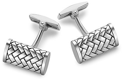 Hoxton London Herren-Manschettenknöpfe 925 Sterling Silber Pattern Marquis förmig 0.74.1861