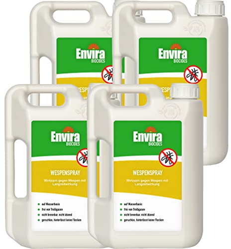 Envira Wespen Abwehrspray 4 x 2 Liter - Wespen vertreiben - Spray mit Langzeitwirkung gegen Wespen - Mittel gegen Wespen für Wohnung, Dachboden, Garten - Effektive Wespen-Abwehr