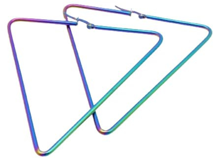 Bungsa Creolen Triangel Regenbogenfarben aus Edelstahl Damen