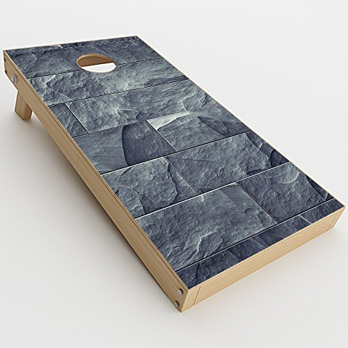 Skin Decal Vinyl Wrap for Cornhole Game Board Bag Toss (2xpcs.) Skins Stickers Cover/Grey Slate Panel Brick Wall Bricks