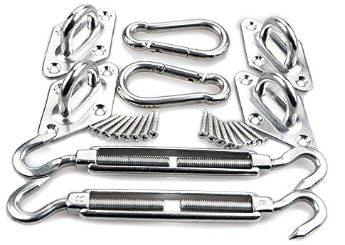 HONGCI M8 Heavy Duty Sun Shade Sail Fixing Kit for Garden Triangle and Square, Rectangle - 304 Stainless Steel Sun Shade Sail Fixing Hardware Accessories Kit (Fixing Kit a - 2x4x2)