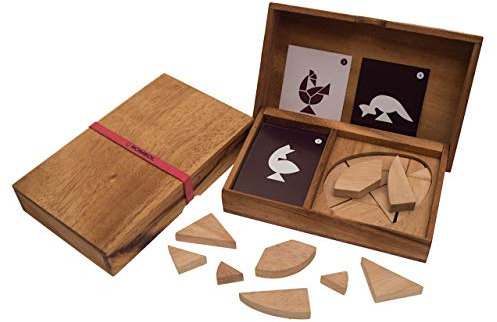 ROMBOL Varianten des Tangram Spieles für 2 Personen, Holz, Legespiel, Holzspiel, Denkspiel, Knobelspiel, Geduldspiel aus Holz, Modell:Ei
