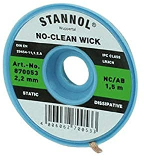 Stannol 870051 - Filo dissaldante No-Clean/OO, 0,8 mm x 1,5 m, colore: Bianco