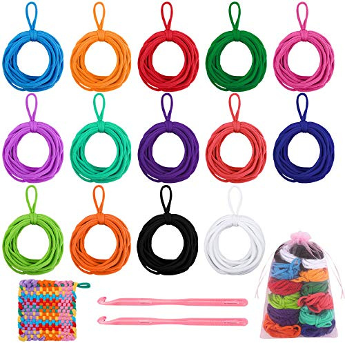 Aodaer 288 Pieces Loom Potholder Loops Weaving Loom Loops Elastic Potholder Loops Weaving Craft Loops Refill with Multiple Colors for DIY Crafts Supplies Favors, Compatible with 7 Inch Weaving Loom