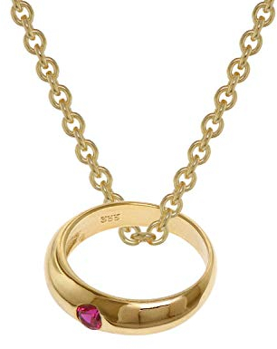 trendor Anhänger Taufring Gold 333 mit Rubin an goldplattierter Kette 39460-42 42 cm