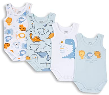 Chicco Set de 4 Bodies Sin Mangas Bebé-Niños sin Mangas de Algodón 100% con Cómoda Abertura NOS_2