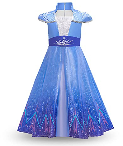 Discoball Elsa klänning prinsesskostym, flickor prinsesskostym, Elsa klassisk reseklänning, maskeraddräkt för halloween Chrstimas födelsedagskalas/festvän/brudtärna