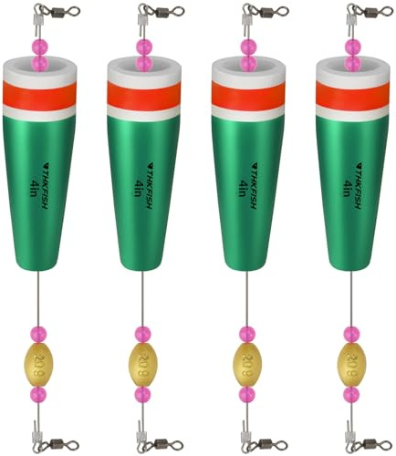 THKFISH Posen Angeln Schwimmer Angelposen Set Stahlvorfach Hecht Forelle Pose Gewichteter Knallender Schwimmer 4 Stück 35g-GRÜN