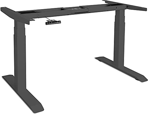 POPPSTAR Elektrisch höhenverstellbares Schreibtisch-Gestell grau (stufenlos, Zwei Motoren) Höhenverstellbarer Tisch mit Kollisionsschutz, Soft-Start/Stopp, Memory-Funktion & Sitz-Zeit-Erinnerung