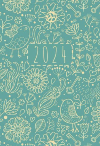2024: A6 Kalender Mini Planer | 1 Woche auf 2 Seiten | Jan - Dez Wochenplaner | Soft-Cover Retro Floral Blau | Kalenderbuch Terminkalender Organizer ... Terminplaner Buchkalender Jahresplaner