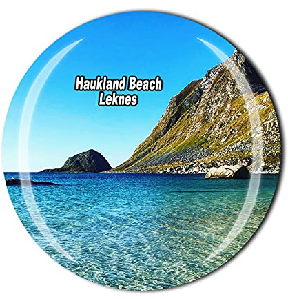 Norwegen 3D Haukland Beach Leknes Lofoten Islands Kühlschrankmagnet Souvenir Kristall Glas Magnet Reise Souvenir Sammlung Geschenk Home Küche Dekoration