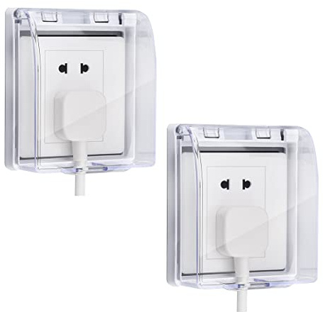 Hsthe Sea 2 ST Universal Socka Vattentät Box, 86 Typ Väggbrytare Socket Face Plate Panel Box, Switch Cover Protector, Plastic Switch Waterproof Cover Box (Klar)