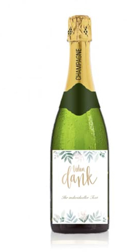 Nysashop Personalisiertes Etikett für Sektflasche als Dankeschön, Geschenk, Champagner, Sekt, Flaschenetikett, Aufkleber, selbstklebend, Sticker, Danke