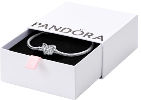 Pandora Moments Schlangenketten-Armband, Sterlingsilber, mit Schmetterlingsverschluss mit klarem Cubic Zirkonia, 16