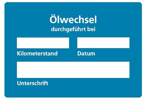 Ölwechsel Aufkleber in Blau | 5 Stück | Kundendienst Serviceaufkleber zum beschriften | Aufkleber für Deine Werkstatt