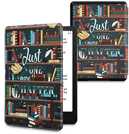 kwmobile Klapphülle kompatibel mit Amazon Kindle Paperwhite 11. Generation 2021 Hülle - Flipcase für Kindle Paperwhite Hülle mit Handschlaufe - Bibliothek Motto