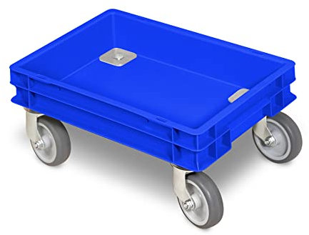BRB Rollkasten für 400x300mm Eurobehälter, graue Gummiräder, TRG 100 kg, blau