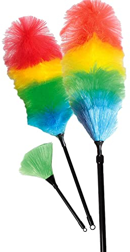 Coopers of Stortford - Static Duster Pack of 3, Electrostatic Feather Dusters with Telescopic Handle, Multi-Size for Efficient Household Cleaning