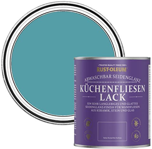 Rust-Oleum abwaschbare Küchenfliesenlack in blau mit Seidenglanz Finish - Petrol 750ML