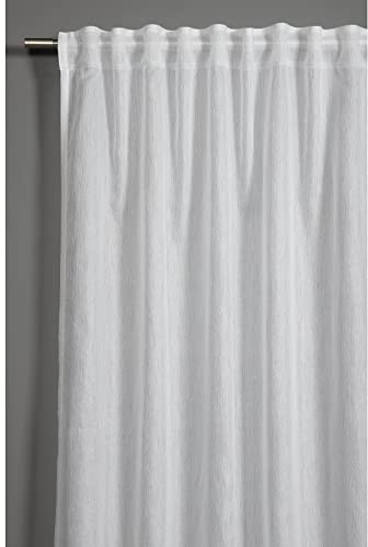Gardinia Vorhang mit verdeckten Schlaufen und Gardinenband, Blickdicht, Lichtdurchlässig, Schlaufenschal, Gardine in Weiß, Jacquard-Voile, 140 x 245 cm