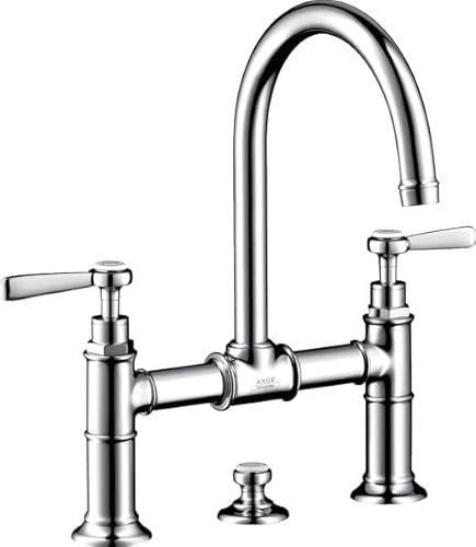 hansgrohe AXOR Montreux 2-Griff-Waschtischarmatur 220, Zugstangen-Ablaufgarnitur, Hebelgriffe, Ausladung 175mm, Farbe: Stainless Steel Optic