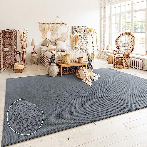 Paco Home Teppich Wohnzimmer Schlafzimmer Kurzflor Skandinavisches Boho Muster Melierte Optik Moderne Einfarbige Deko, Grösse:80x150 cm, Farbe:Anthrazit