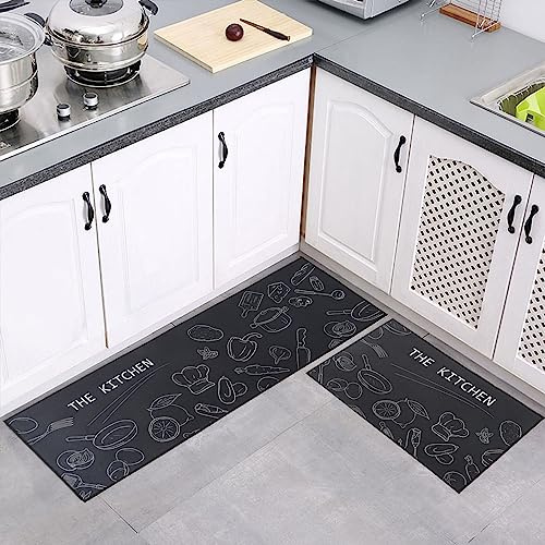 7VSTOHS Set di Tappetini da Cucina Antiscivolo in 2 Pezzi, Tappetini e Tappeti Moderni Lavabili per Corridoio, Sala da Pranzo e Ingresso, 40x60cm + 40x120cm