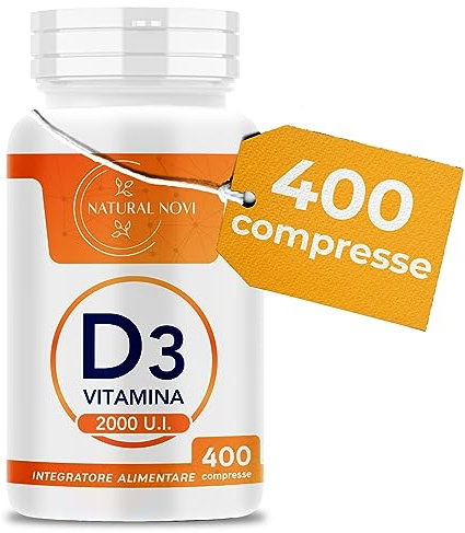 Vitamina D 2000 UI 400 compresse ALTO DOSAGGIO (oltre 1 anno di scorta) VITAMINA D3 al supporto di sistema immunitario, muscoli, denti, ossa
