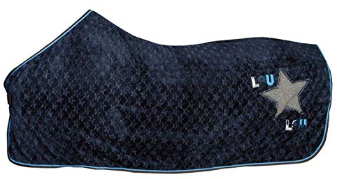 netproshop Pferde Abschwitzdecke Lou Lou Dunkelblau mit Sternen Plüsch 85/95/110 cm, Groesse:85, Farbe:Dunkelblau