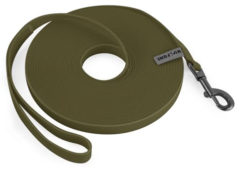 Wolfone 9m Armee Grün Schleppleine für Hunde | Wasserdicht, Strapazierfähig, Pflegeleicht, Für Rückruf, Schwimmen, Camping, Strand, Jagd