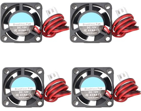 Jopto 4PCS Mini Brushless 3D Printer DIY Cooling Fan 25x25x10mm 2510 DC 12V Hydraulic Bearing With 2 Pin Terminal Compatible With Laptop Graphics Card PC CPU Computer Cases With 30cm 11.81inch Cable