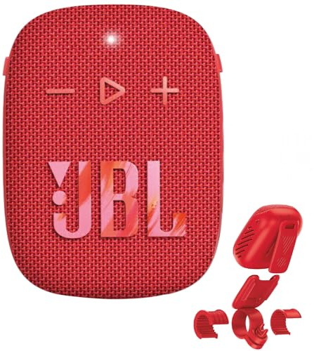 JBL Box Wind 3S - Mini Cassa Bluetooth Bass Boost di Harman Kardon - Casse Bluetooth Portatile con Clip per Sport, Outdoor, Bicicletta, Scooter e Moto, Impermeabile dopo IP67 - Rosso