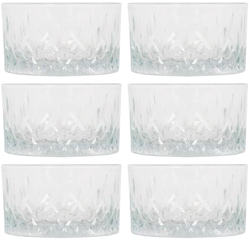 LAV 6x Clear 9.5cm Odin Glass Snack Bowls - Small Kitchen Party Dessert Food Fruit Sweet Nibbles Serving Dip Sauce Tapas Dishes Set