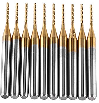 Schaftfräser 1MM, 10 Stück Fräserset Metall Fräser Gravur Bits Fräswerkzeug Wolframkarbid Fräser Bohrer Satz, für Kunststoffe Edelstahl Kupfer