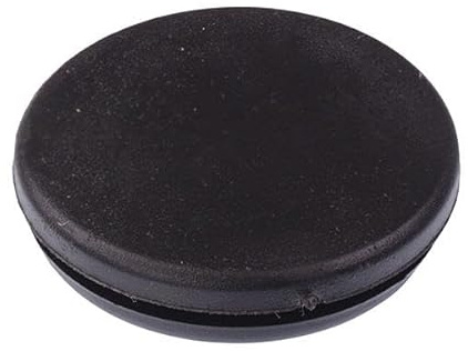 Black PVC Closed Blanking Grommet Wiring Stopper (25mm, Pack of 25)