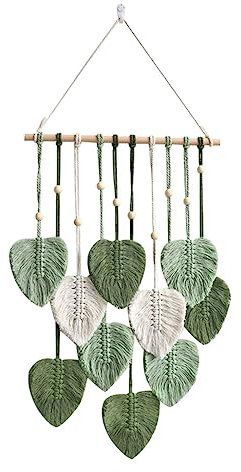 Pzsmqr Blatt Makramee Wandbehang Boho Room Home Decor Gewebter äSthetischer Wandteppich Home Room Hochzeitsdekoration GrüN