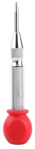 Poinçon Central Automatique avec Pointe en Acier Rapide, Perforateur Automatique pour L'acier, L'aluminium et le Bois (Capuchon de protection argent + rouge)