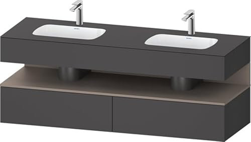 Duravit Qatego lavabo encastré avec meuble sous-lavabo en console, 1600x550x600mm, niche basalte mat, lavabo double, QA4797043490010, Couleur: Graphite
