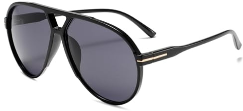 YAMEIZE Lunettes de Soleil Rétro Pilote pour Femmes et Hommes Surdimensionnées Style Pilote Vintage des Années 70 Double Pont Protection UV400