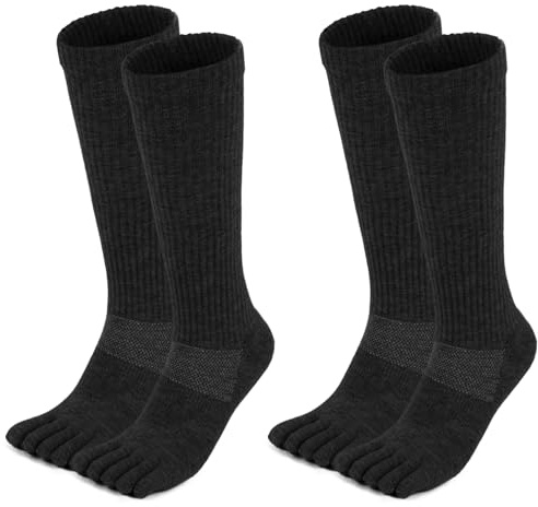 aomagic Merino Wool Toe Socks for Men and Women Hiking Crew Sock Cushion Boot Socks with Toes