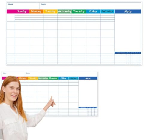 Dry Erase Calendar Board for Wall, 17 x 35 Inch, Weekly/Monthly Dry Erase Organizer - Reusable Whiteboard, Multifunctional Erase Wall Calendar, Planner