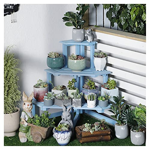 Outdoor Garden Workbench with Open Shelves & Storage Cabinet Planting Station with Blue Finish (119x78x100cm)