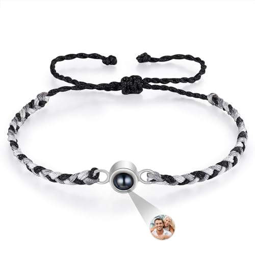 jewelora Foto Armband für Damen Herren Personalisiertes Armband mit Bild im Stein Projektions Freundschaftsarmbänder mit Gravur für Partners Personalisierte Geschenke (G)